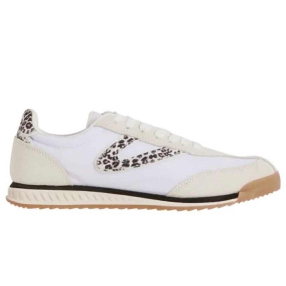 NWT Tretorn Kristine Elite Sneakers 7.5M Suede Nylon Black White Leopard - Picture 2 of 7